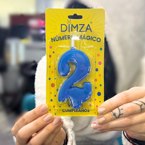 Vela de número para pastel solido color azul