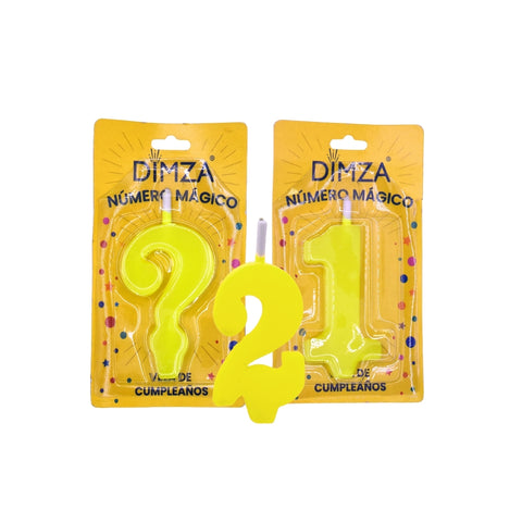 Vela de número para pastel solido color amarillo