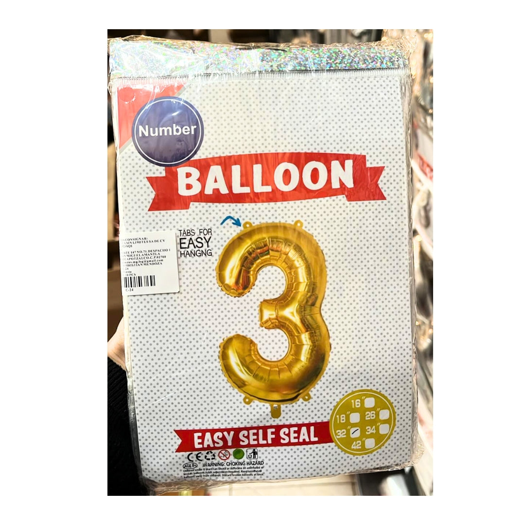 Globo número #32in (80cm) Dorado Oro