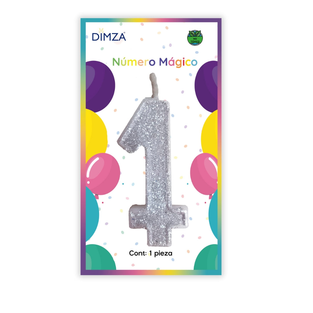 Vela de número para pastel diamantada color Azul