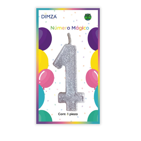 Vela de número para pastel diamantada color Azul