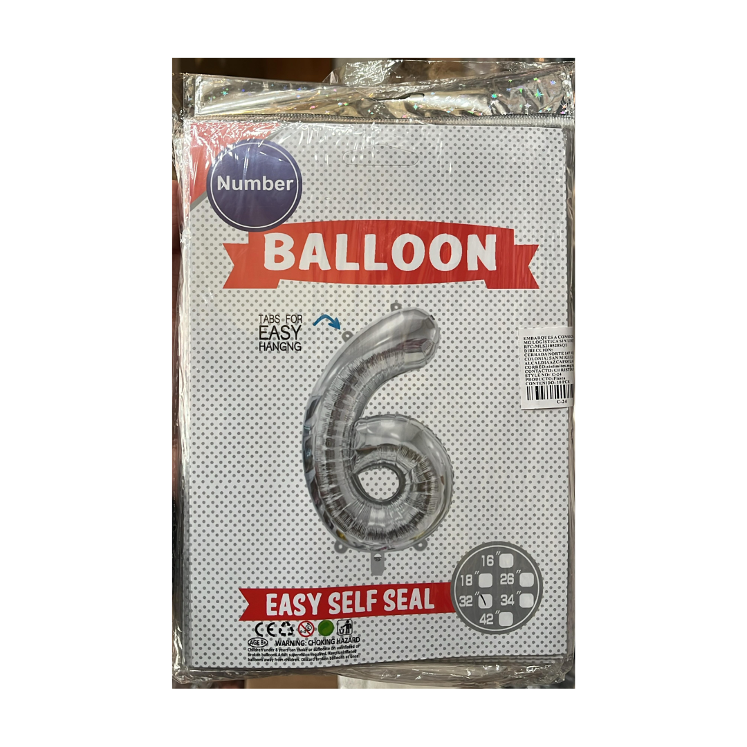 10 Piezas Globo de número #16in (40cm)