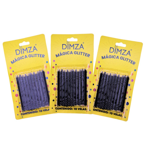 Vela Mágica Negro Glitter