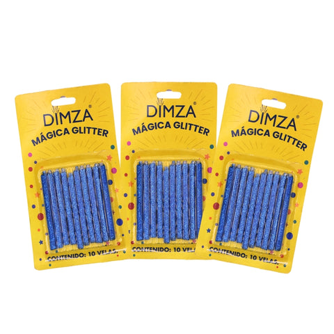 Vela Mágica Azúl Glitter