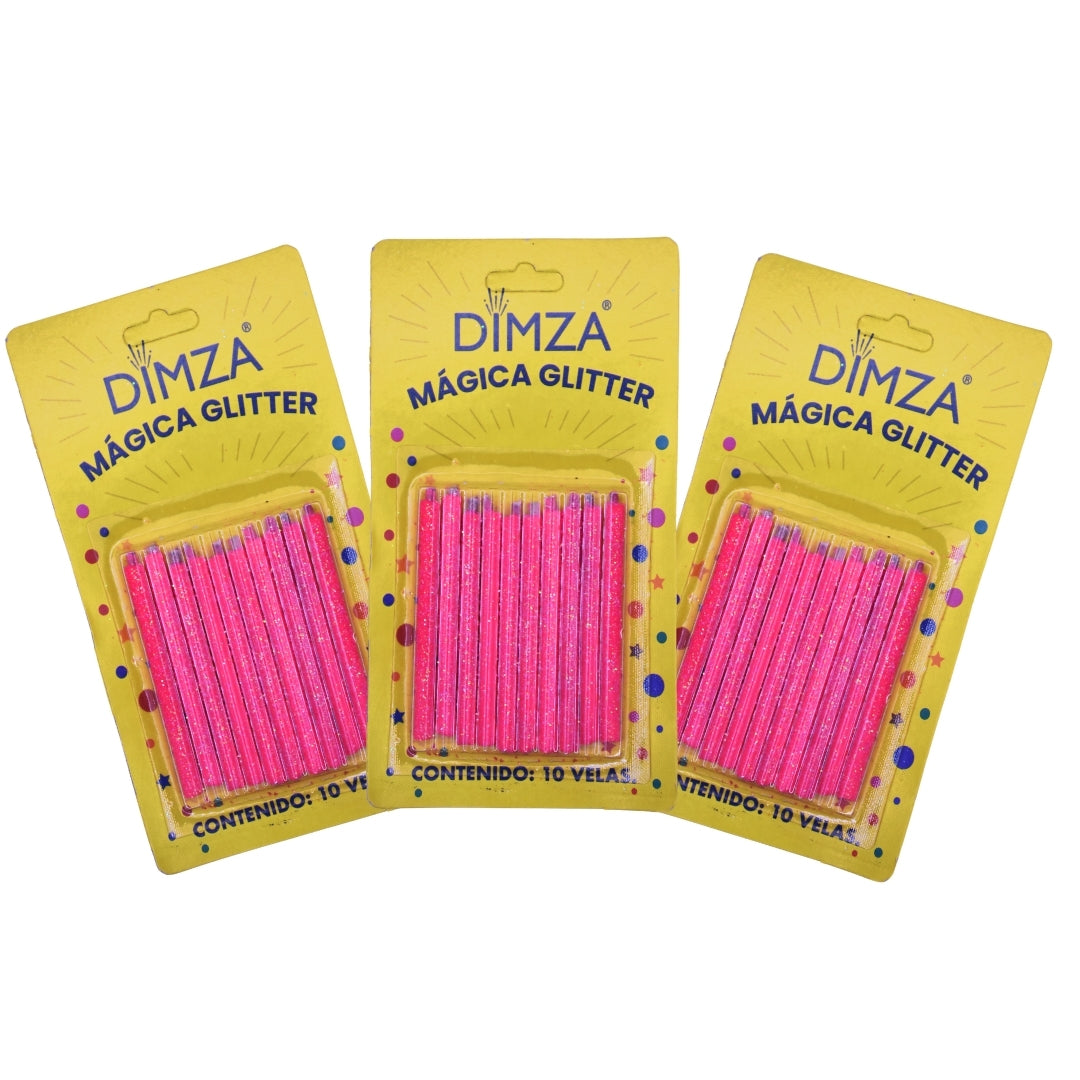 Vela Mágica Rosa Glitter