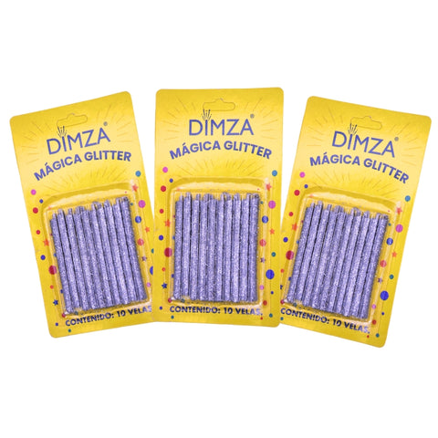 Vela Mágica Plata Glitter