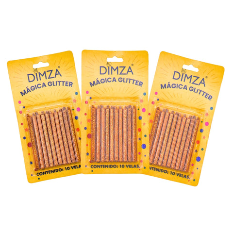 Vela Mágica Oro Glitter