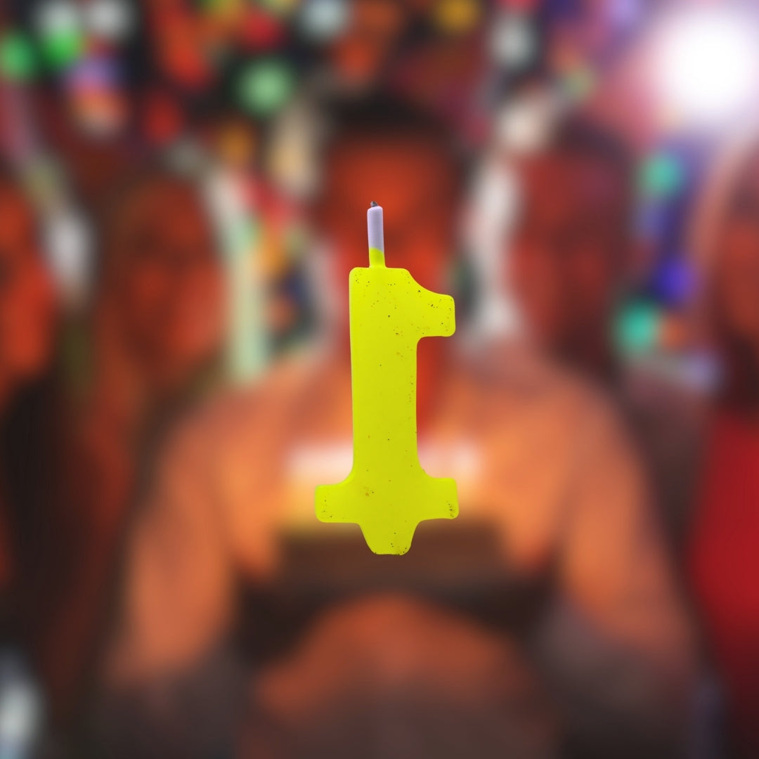 Vela de número para pastel amarillo glitter