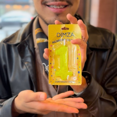 Vela de número para pastel amarillo glitter