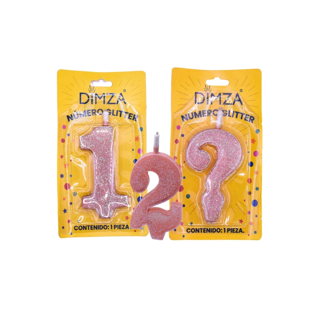 Vela de número para pastel color rose gold glitter