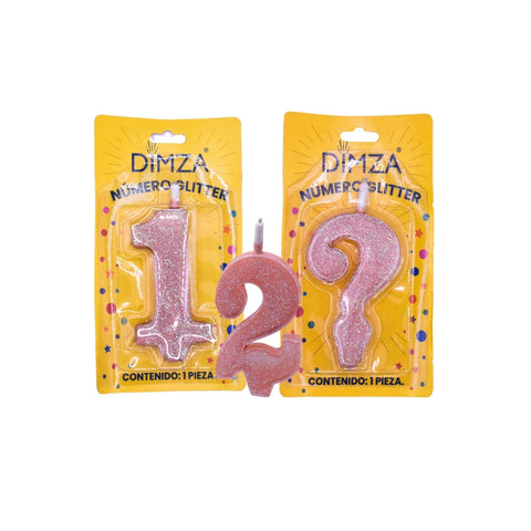 Vela de número para pastel color rose gold glitter