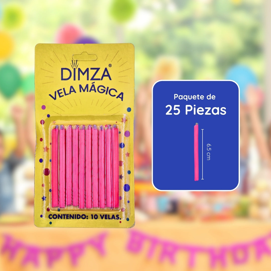 Vela Mágica color solido rosa
