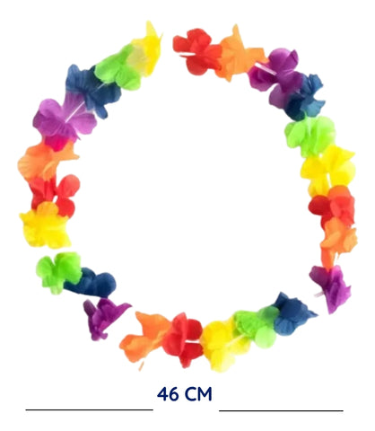 144 Pzs Collar Hawaiano De Flores Para Batucada Y Fiestas - Multicolor