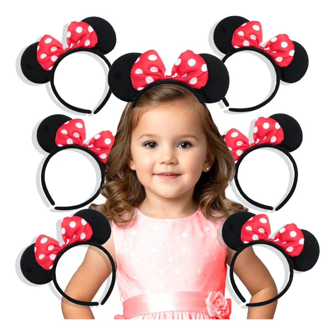 Diadema De Mimi Orejas De Tela Para Fiesta - Negro Con Rojo