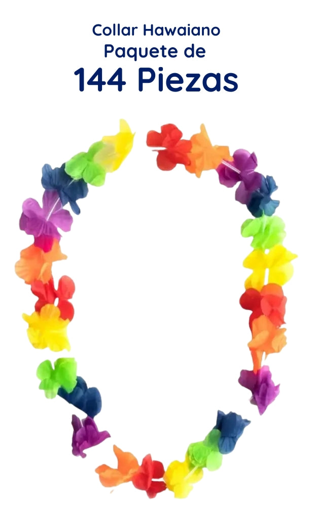 144 Pzs Collar Hawaiano De Flores Para Batucada Y Fiestas - Multicolor