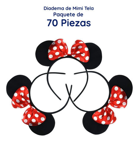 Diadema De Mimi Orejas De Tela Para Fiesta - Negro Con Rojo