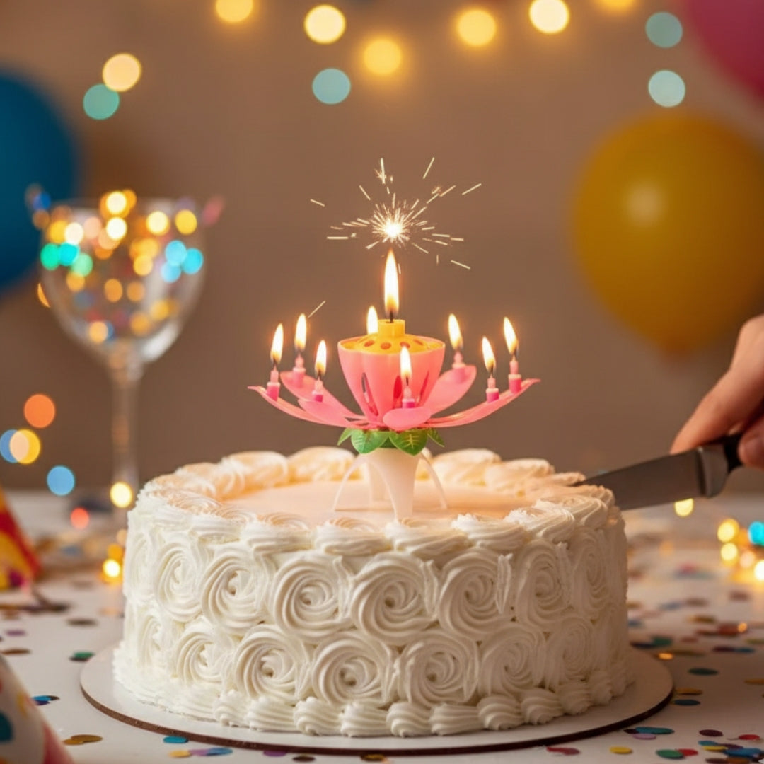 Vela Flor Musical Para Cumpleaños