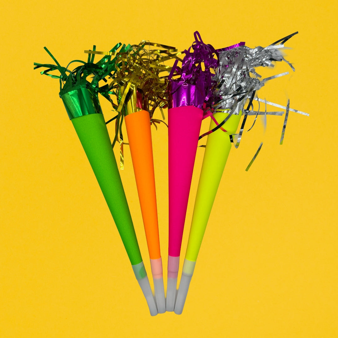 Trompetas Cornetas Silbato Fiesta 50 Pzas Neón