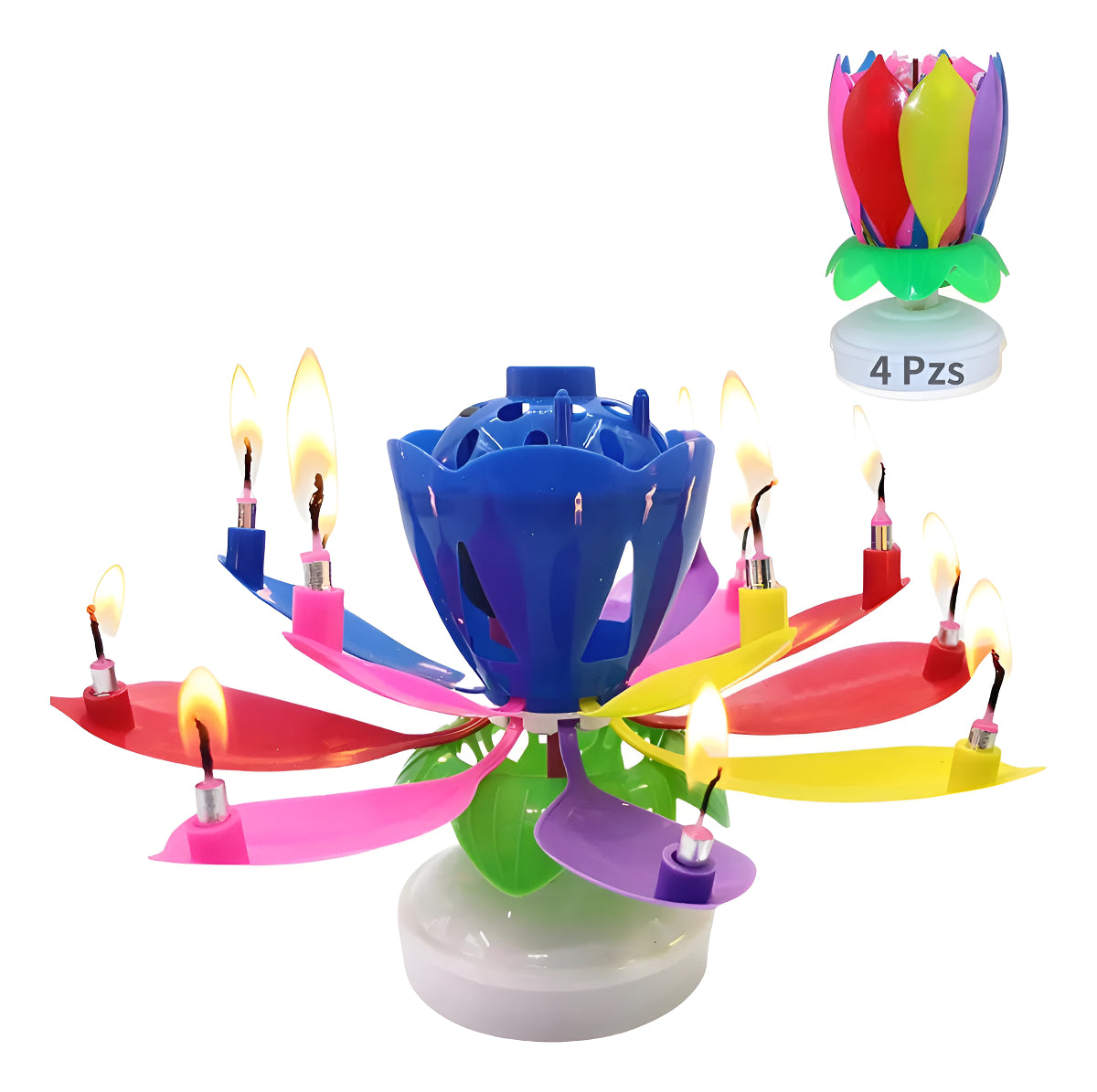 Vela Flor Musical Giratoria Cumpleaños Dimza