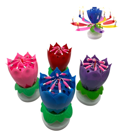 Vela Flor Musical Giratoria Cumpleaños Dimza