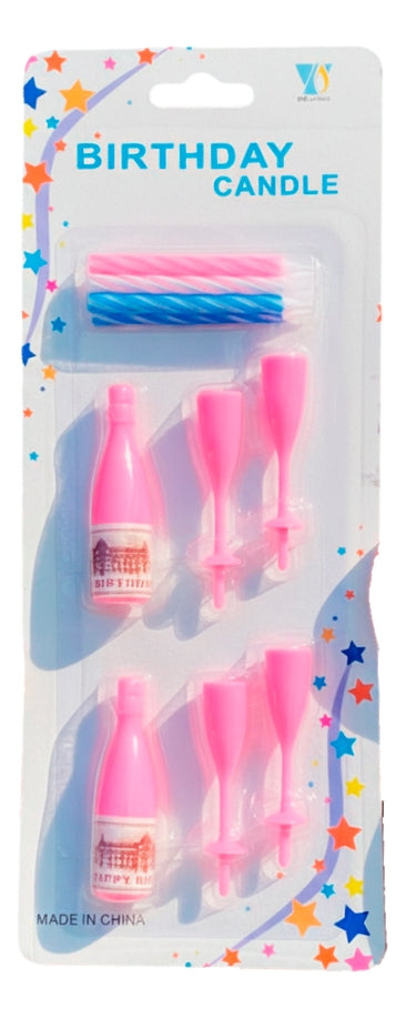 Pack Velas Cera Botella Champagne Para Pastel Y Fiesta