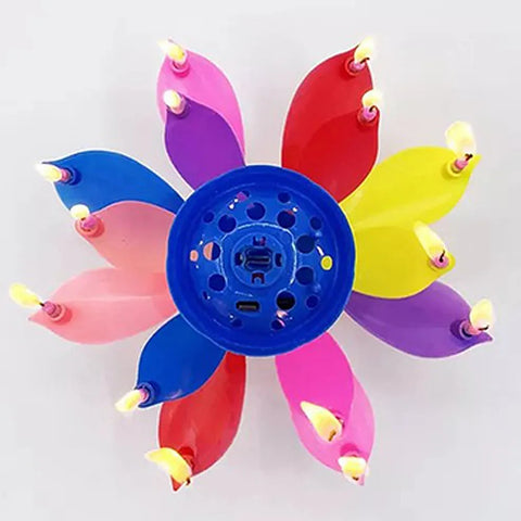 Vela Flor Musical Giratoria Cumpleaños Dimza