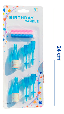 Pack Velas Cera Botella Champagne Para Pastel Y Fiesta