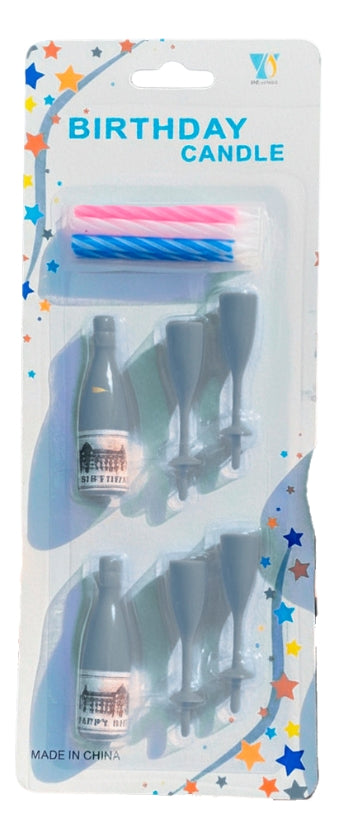 Pack Velas Cera Botella Champagne Para Pastel Y Fiesta
