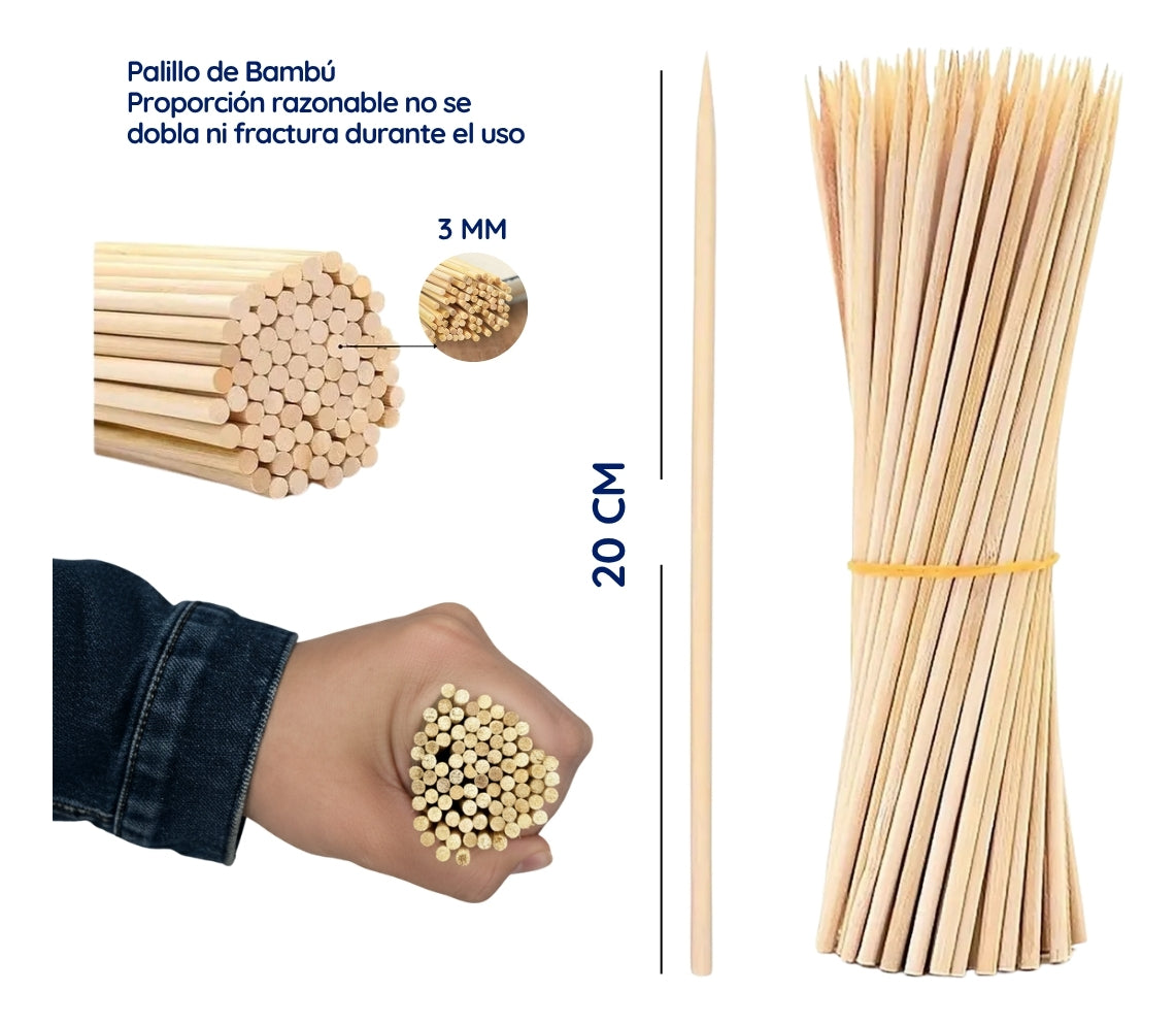 Palitos Bambú Para Brocheta Dimza 20 Cm Madera