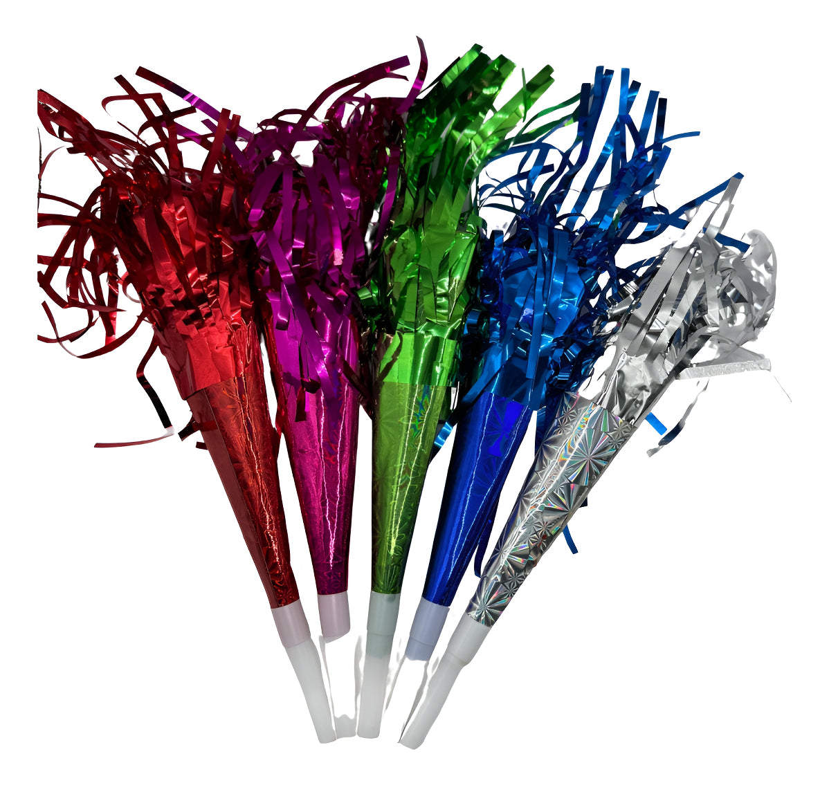 12 Pzas Trompetas Cornetas Silbato Colores Metálicos Fiesta