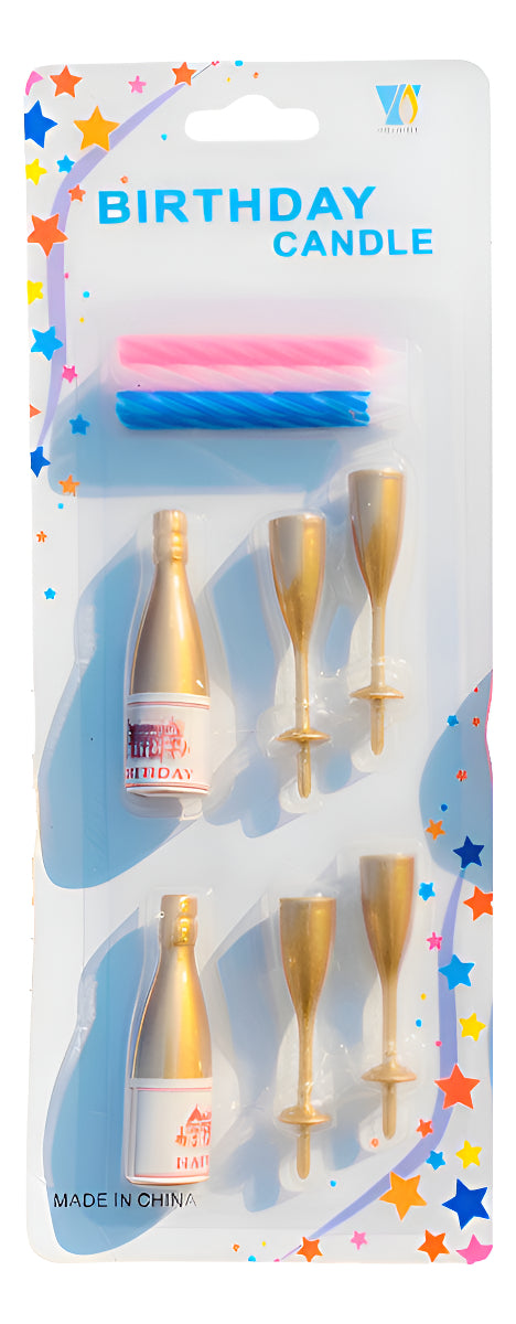 Pack Velas Cera Botella Champagne Para Pastel Y Fiesta