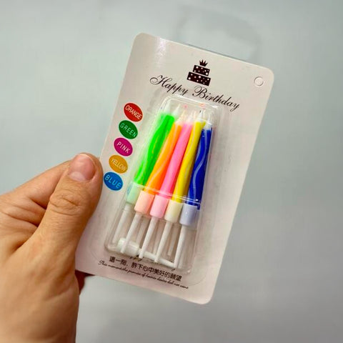Velas De Cumpleaños Caramelo De Colores Con Base