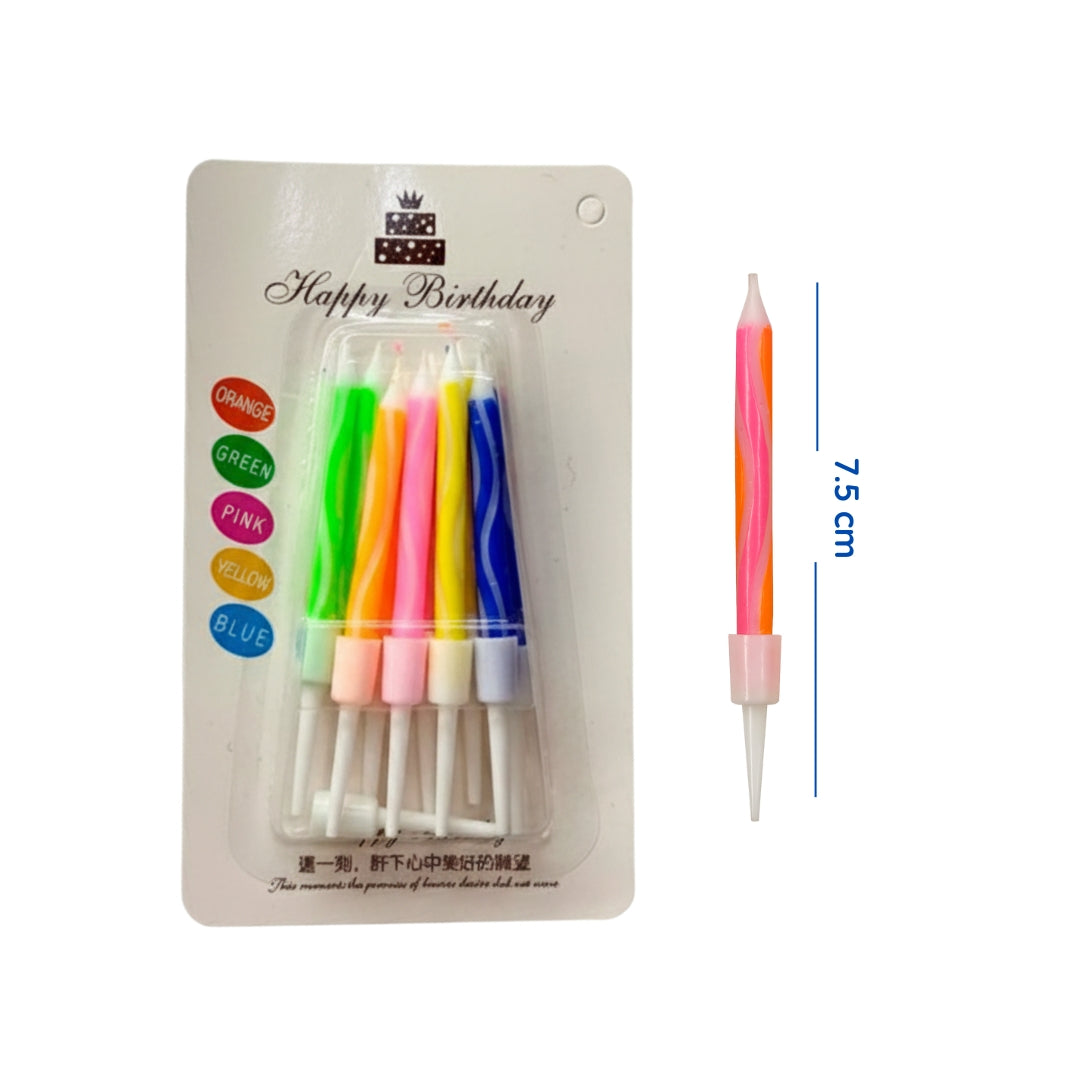Velas De Cumpleaños Caramelo De Colores Con Base