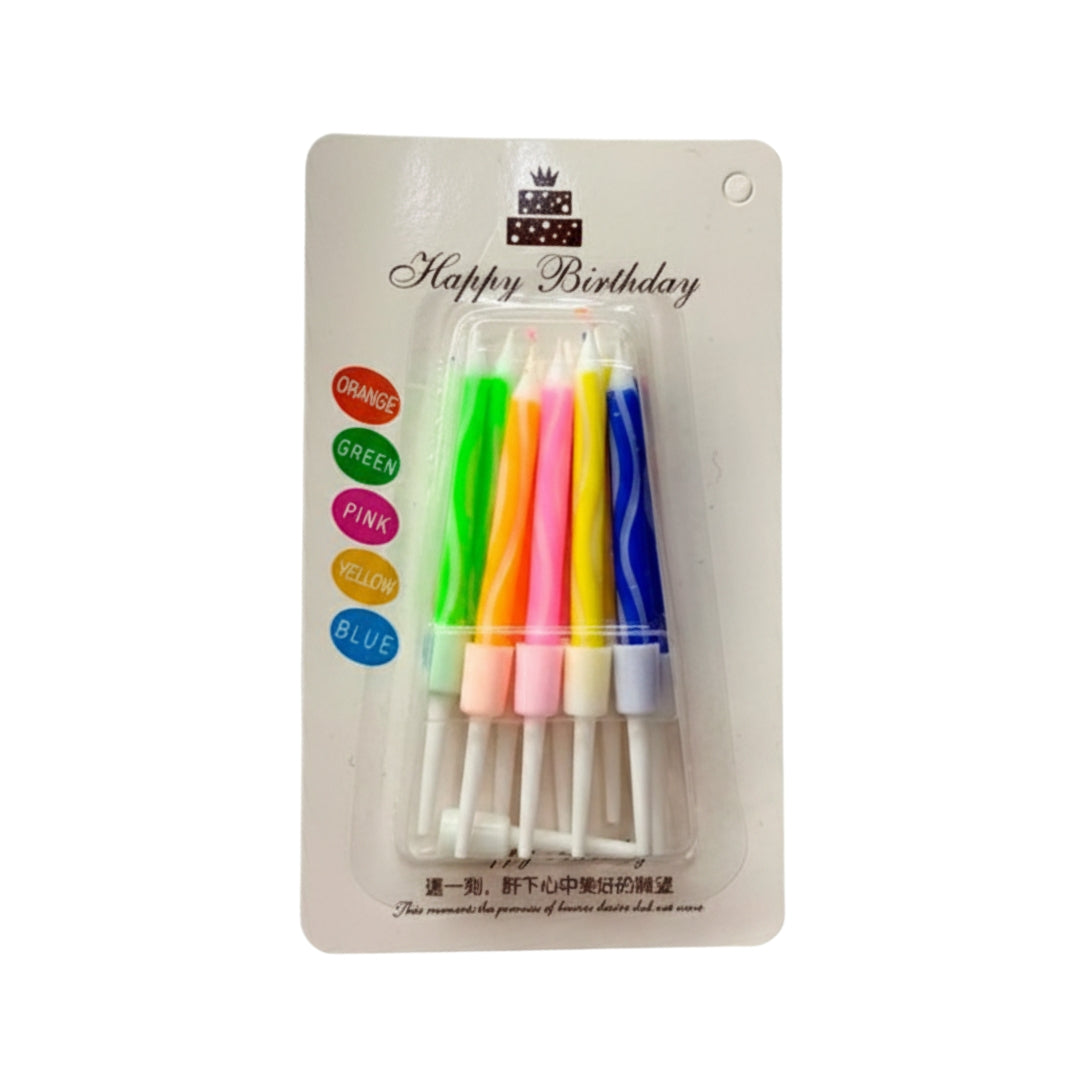 Velas De Cumpleaños Caramelo De Colores Con Base