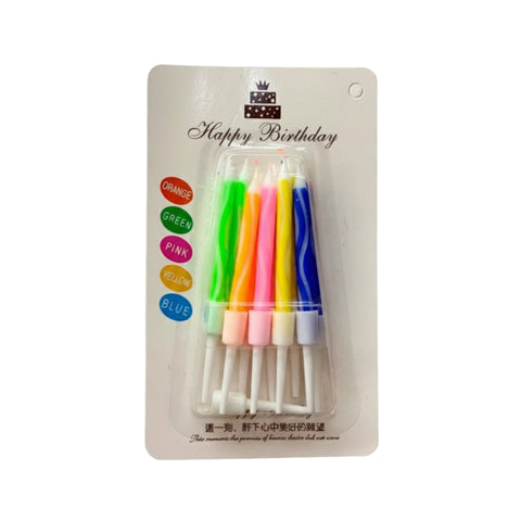 Velas De Cumpleaños Caramelo De Colores Con Base