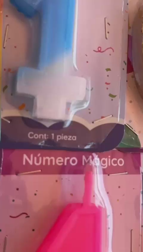 Vela de número para pastel rosa con blanco